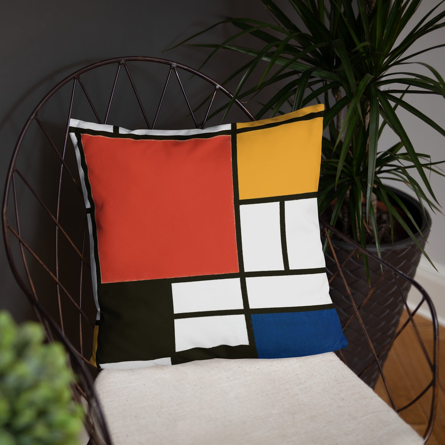Basic Pillow - Composition with Red, Yellow, Blue, and Black by Piet Mondrian - The Culturalife