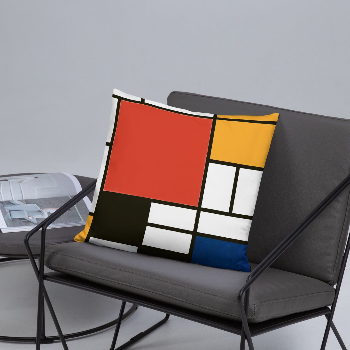 Basic Pillow - Composition with Red, Yellow, Blue, and Black by Piet Mondrian - The Culturalife