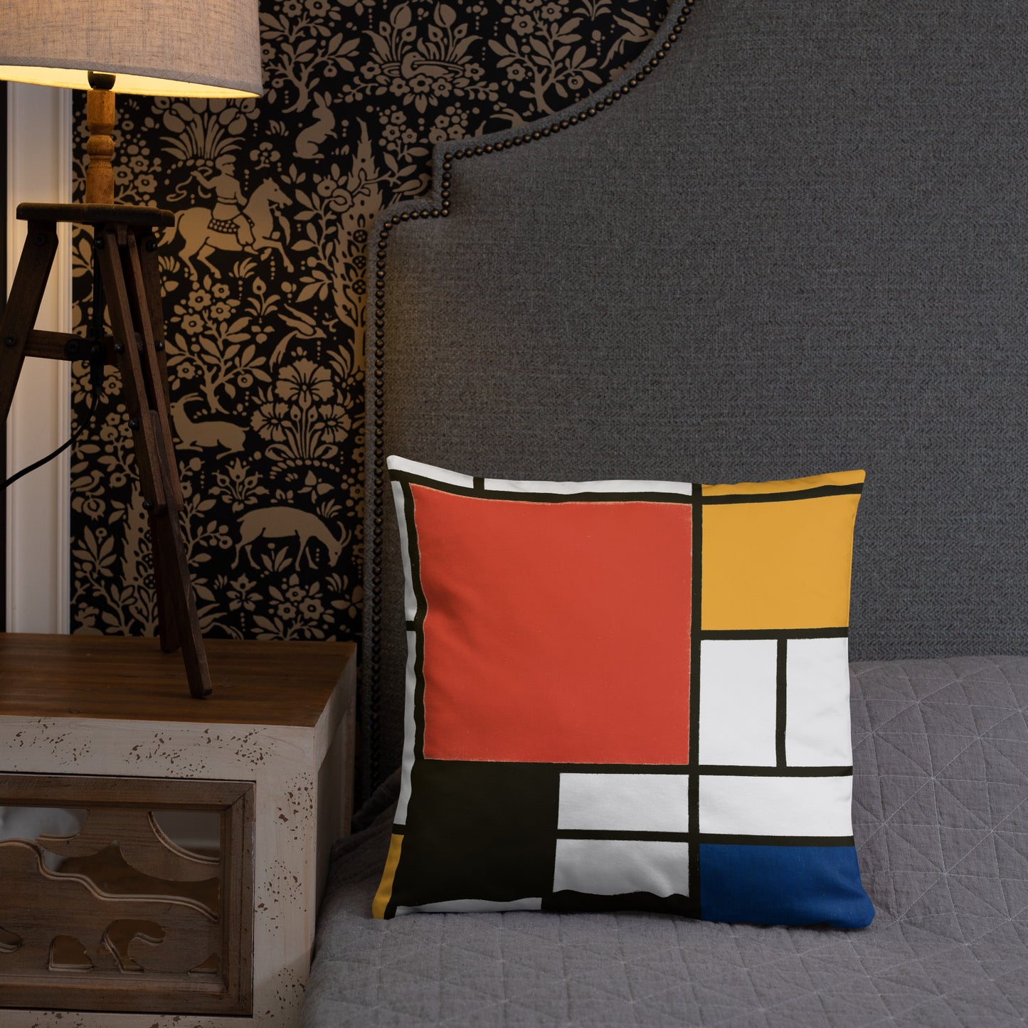 Basic Pillow - Composition with Red, Yellow, Blue, and Black by Piet Mondrian - The Culturalife