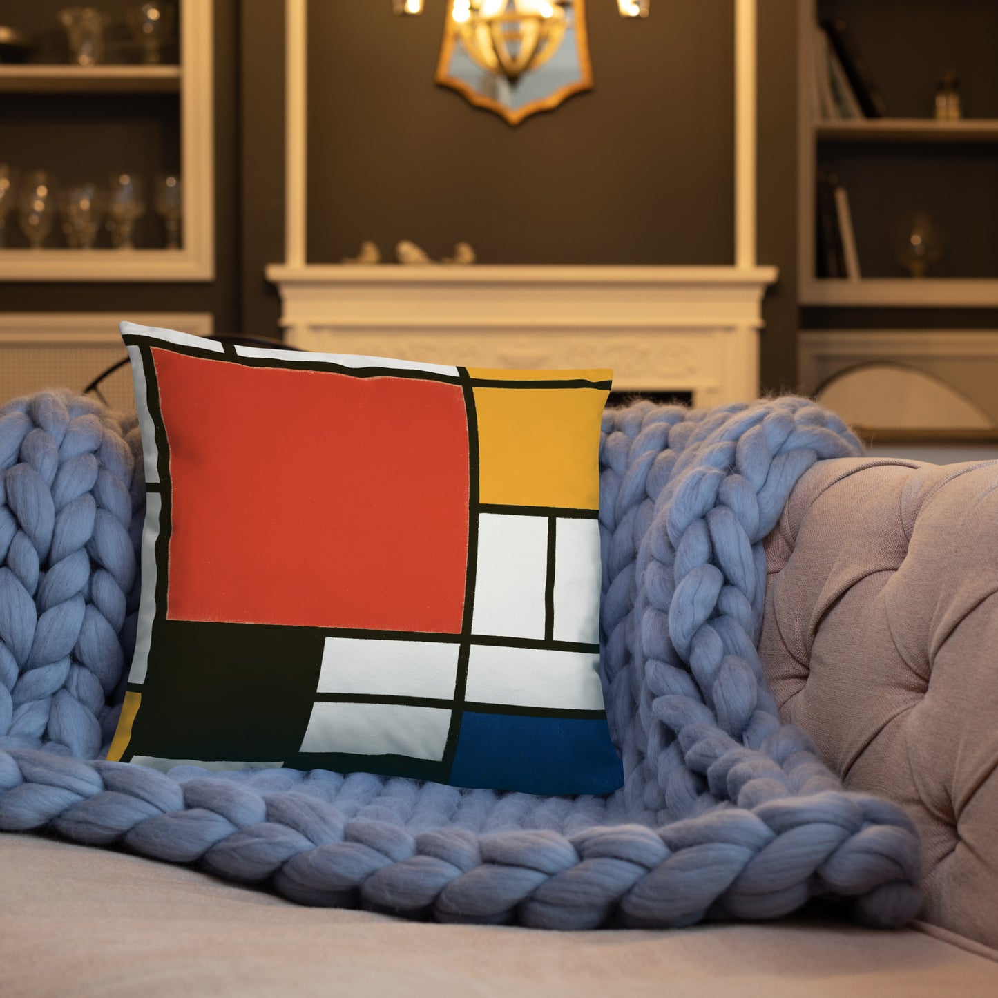 Basic Pillow - Composition with Red, Yellow, Blue, and Black by Piet Mondrian - The Culturalife