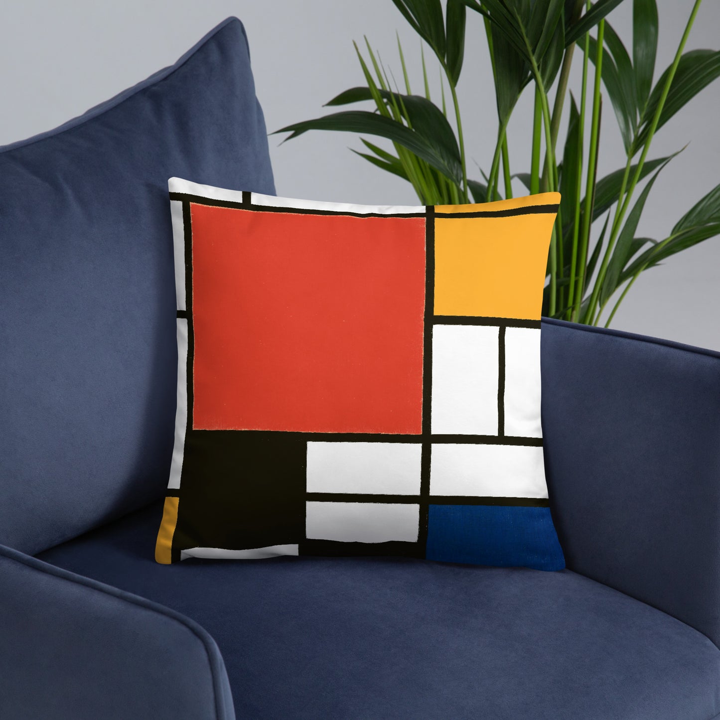 Basic Pillow - Composition with Red, Yellow, Blue, and Black by Piet Mondrian - The Culturalife