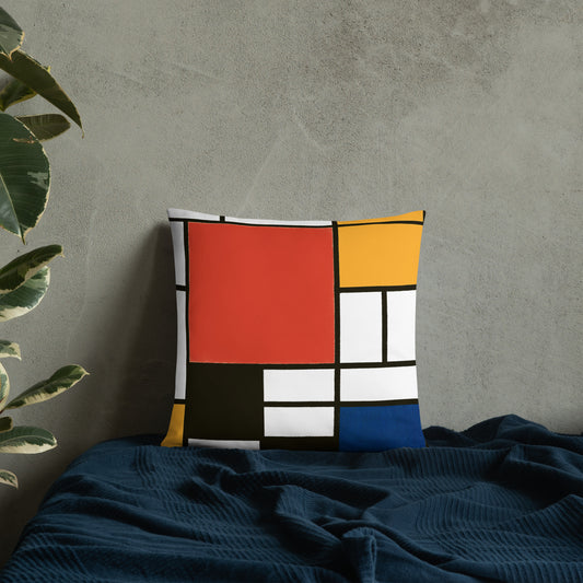 Basic Pillow - Composition with Red, Yellow, Blue, and Black by Piet Mondrian - The Culturalife