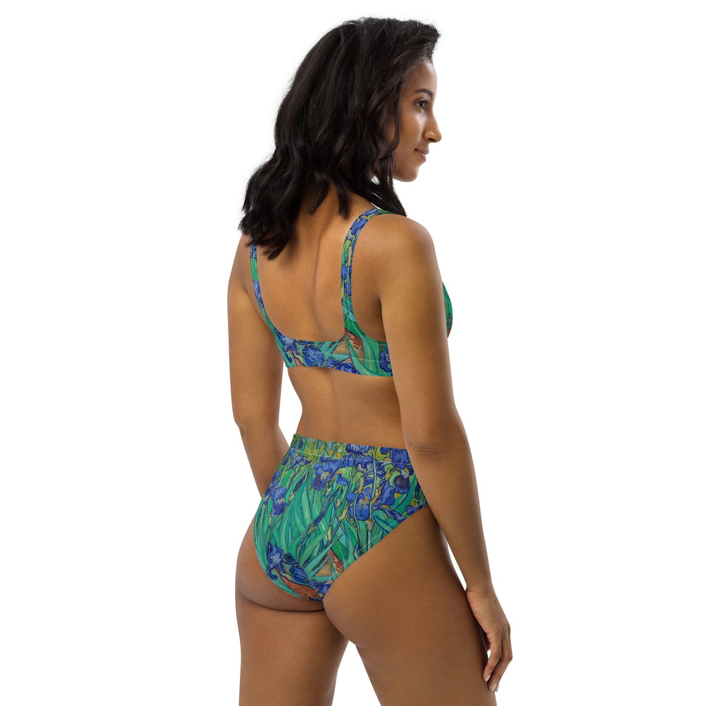 Recycled high - waisted bikini - Irises by Vincent van Gogh - The CulturalifeApparel