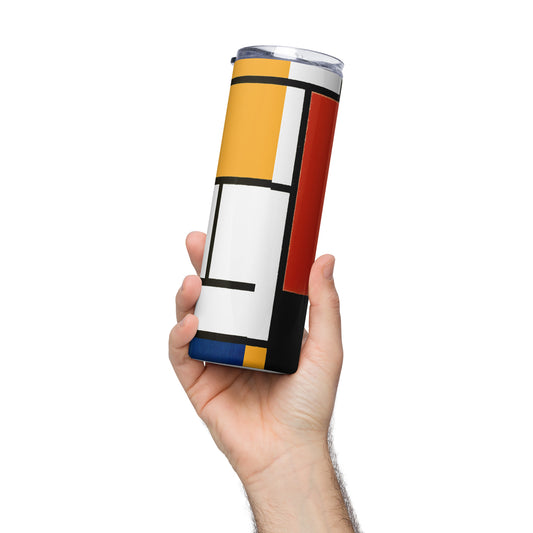 Stainless steel tumbler - Composition with Red, Yellow, Blue, and Black by Piet Mondrian - The Culturalife