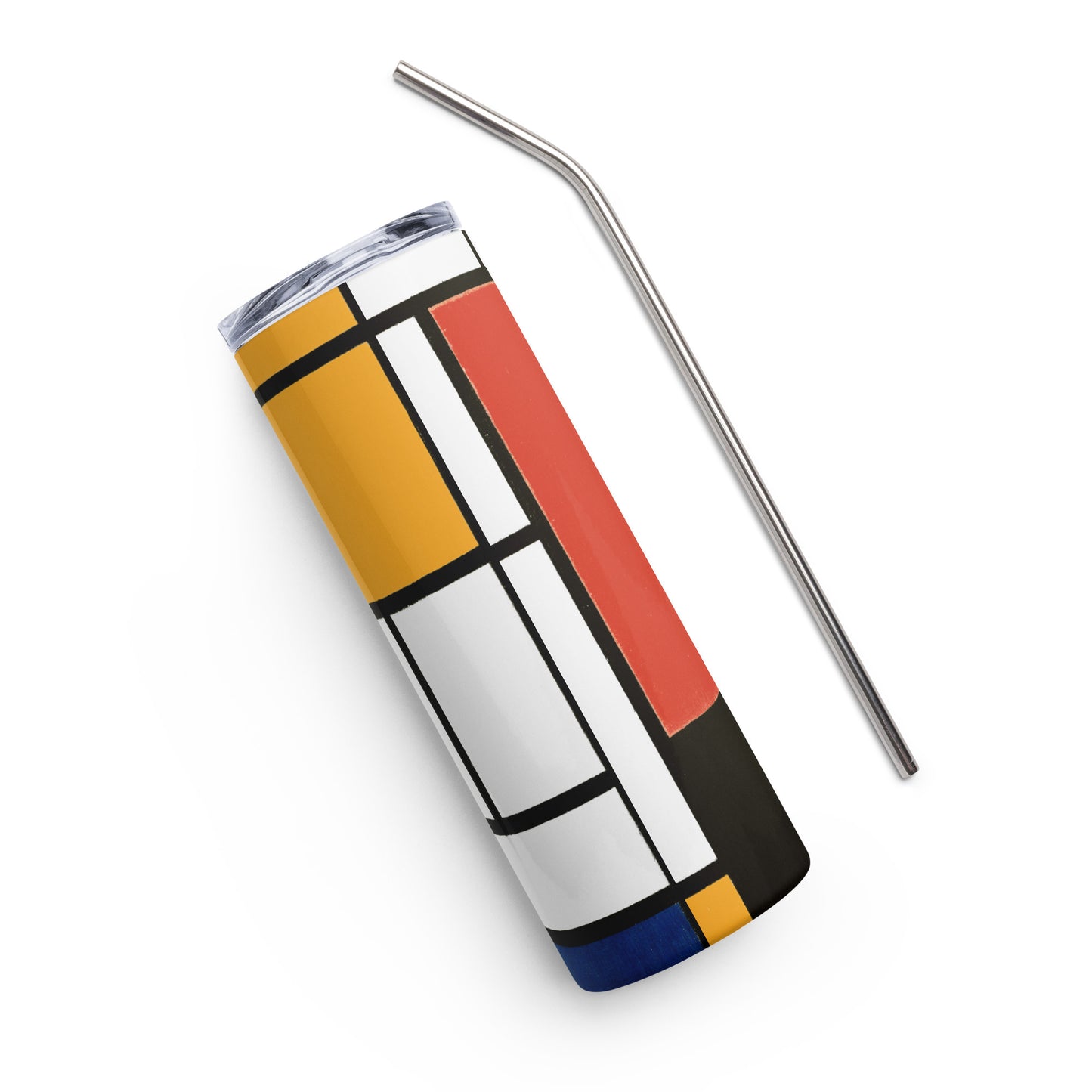 Stainless steel tumbler - Composition with Red, Yellow, Blue, and Black by Piet Mondrian - The Culturalife