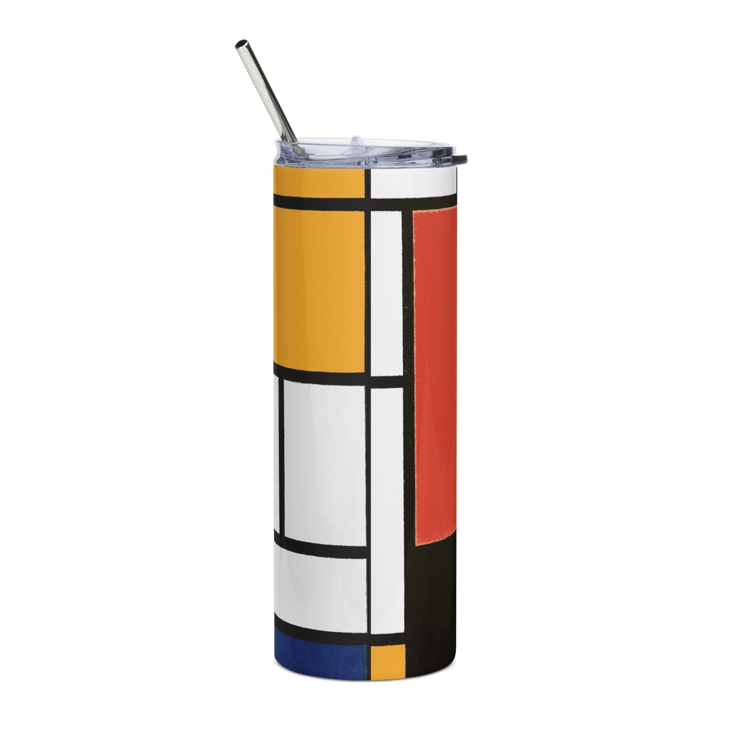 Stainless steel tumbler - Composition with Red, Yellow, Blue, and Black by Piet Mondrian - The Culturalife