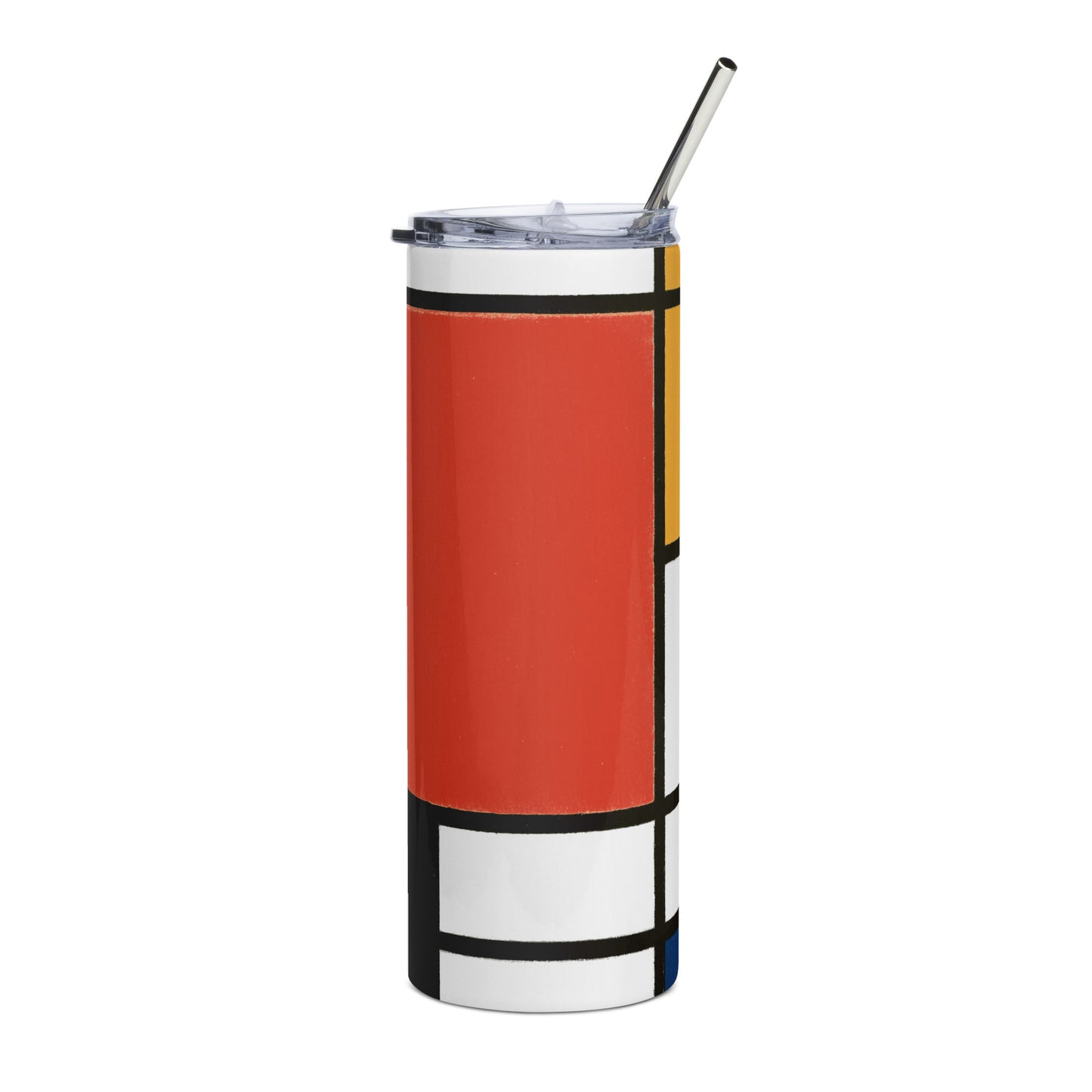 Stainless steel tumbler - Composition with Red, Yellow, Blue, and Black by Piet Mondrian - The Culturalife