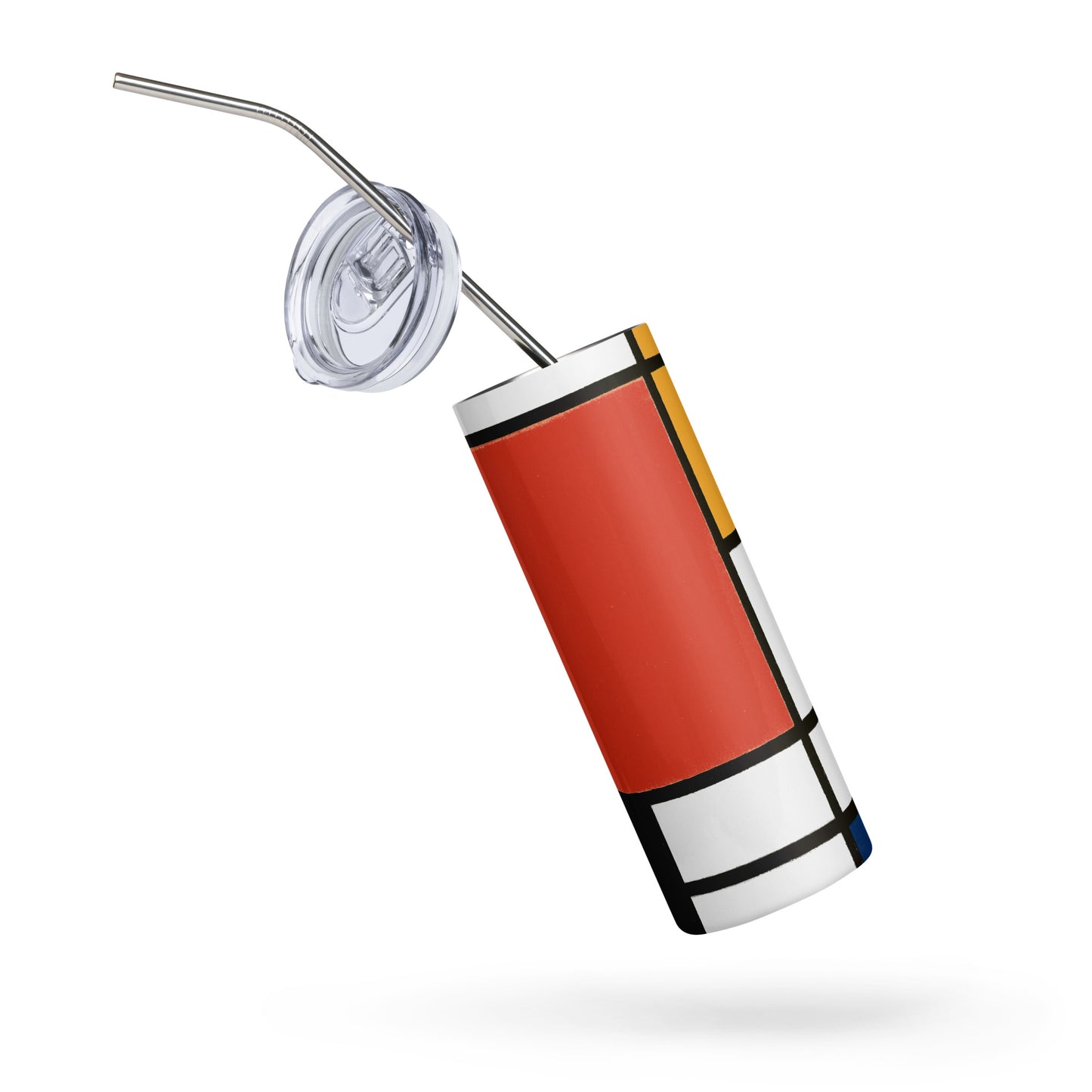 Stainless steel tumbler - Composition with Red, Yellow, Blue, and Black by Piet Mondrian - The Culturalife