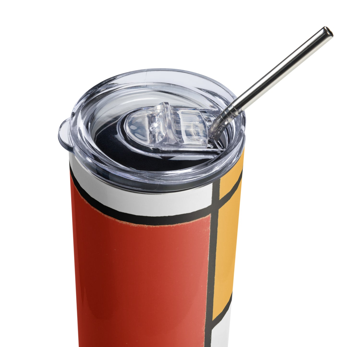 Stainless steel tumbler - Composition with Red, Yellow, Blue, and Black by Piet Mondrian - The Culturalife