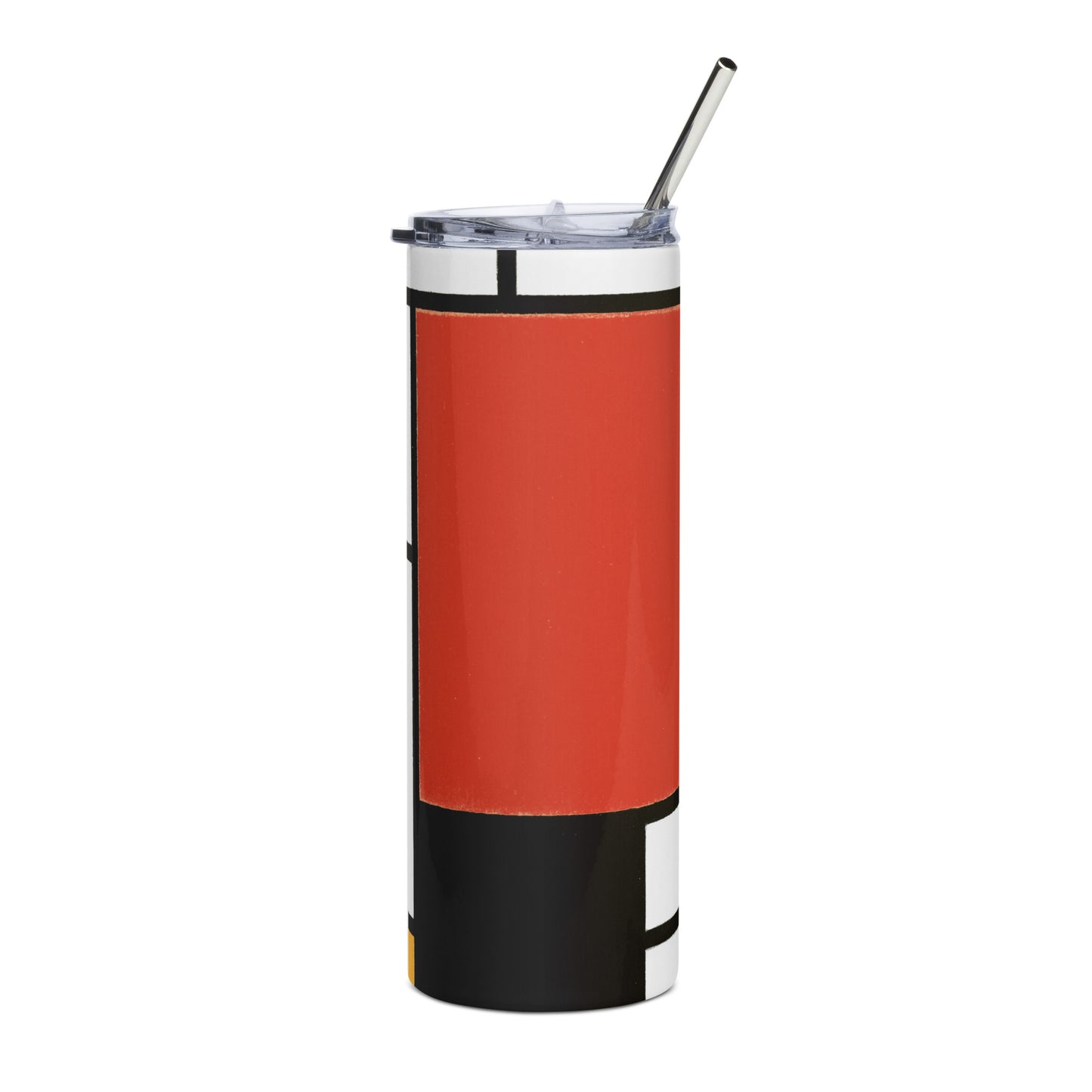 Stainless steel tumbler - Composition with Red, Yellow, Blue, and Black by Piet Mondrian - The Culturalife