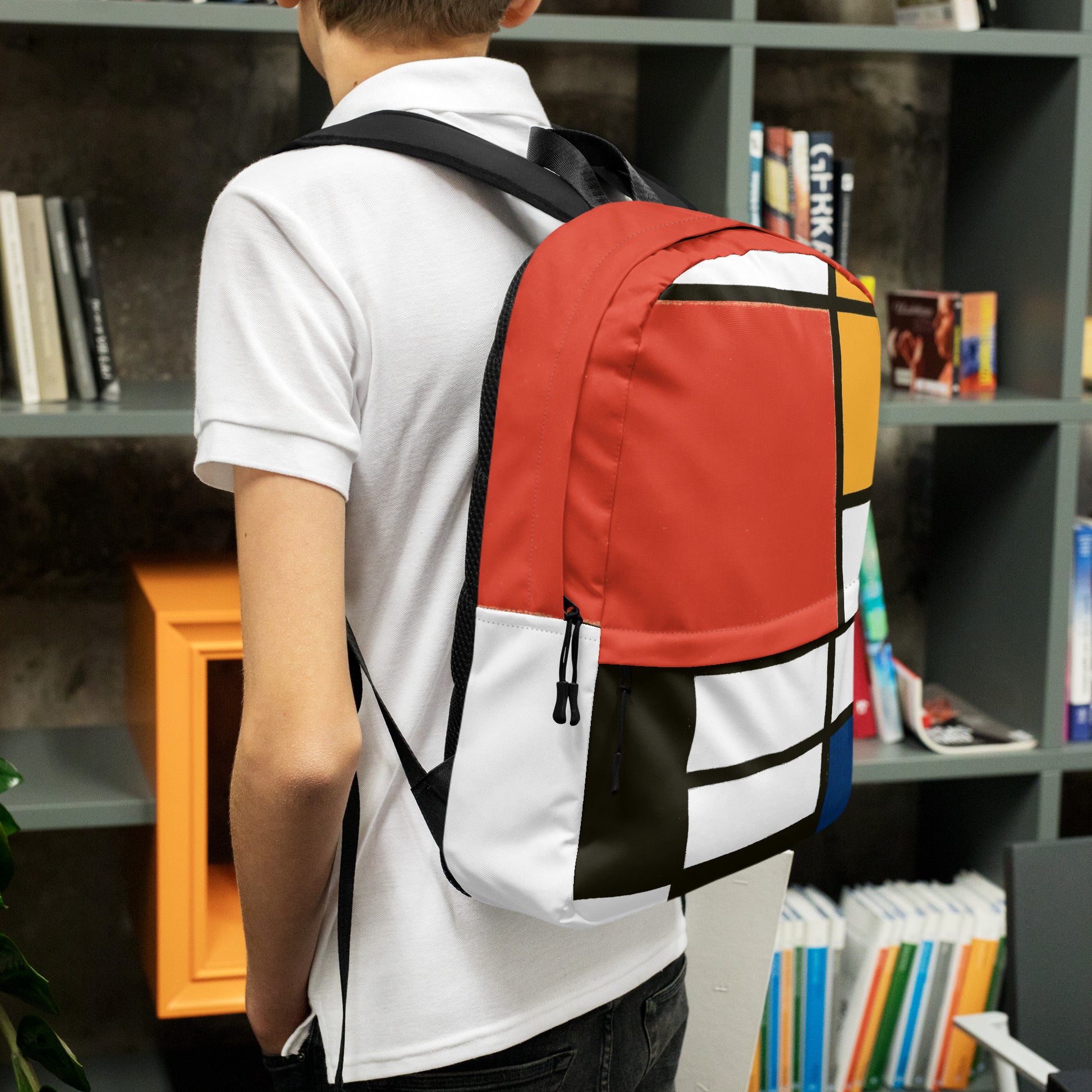 Backpack - Composition with Red, Yellow, Blue, and Black by Piet Mondrian - The CulturalifeAccessories