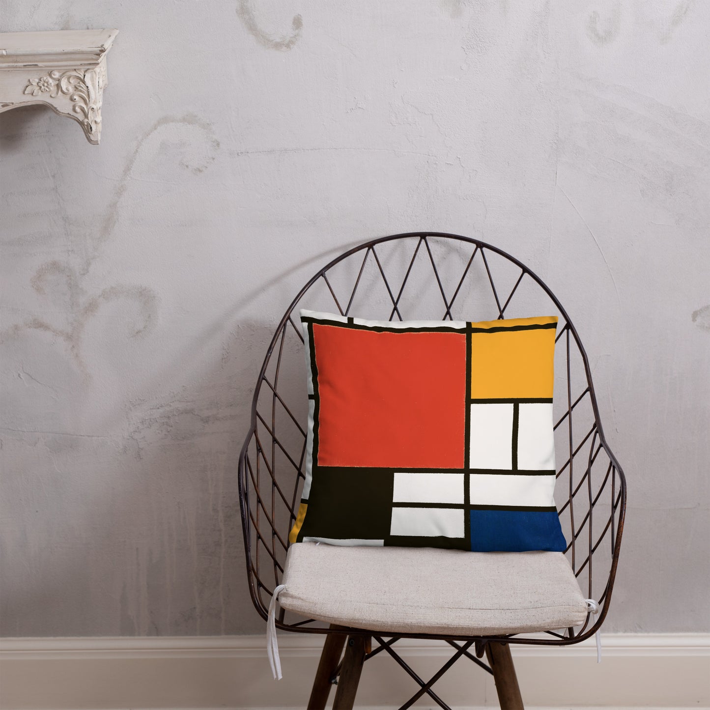 Basic Pillow - Composition with Red, Yellow, Blue, and Black by Piet Mondrian