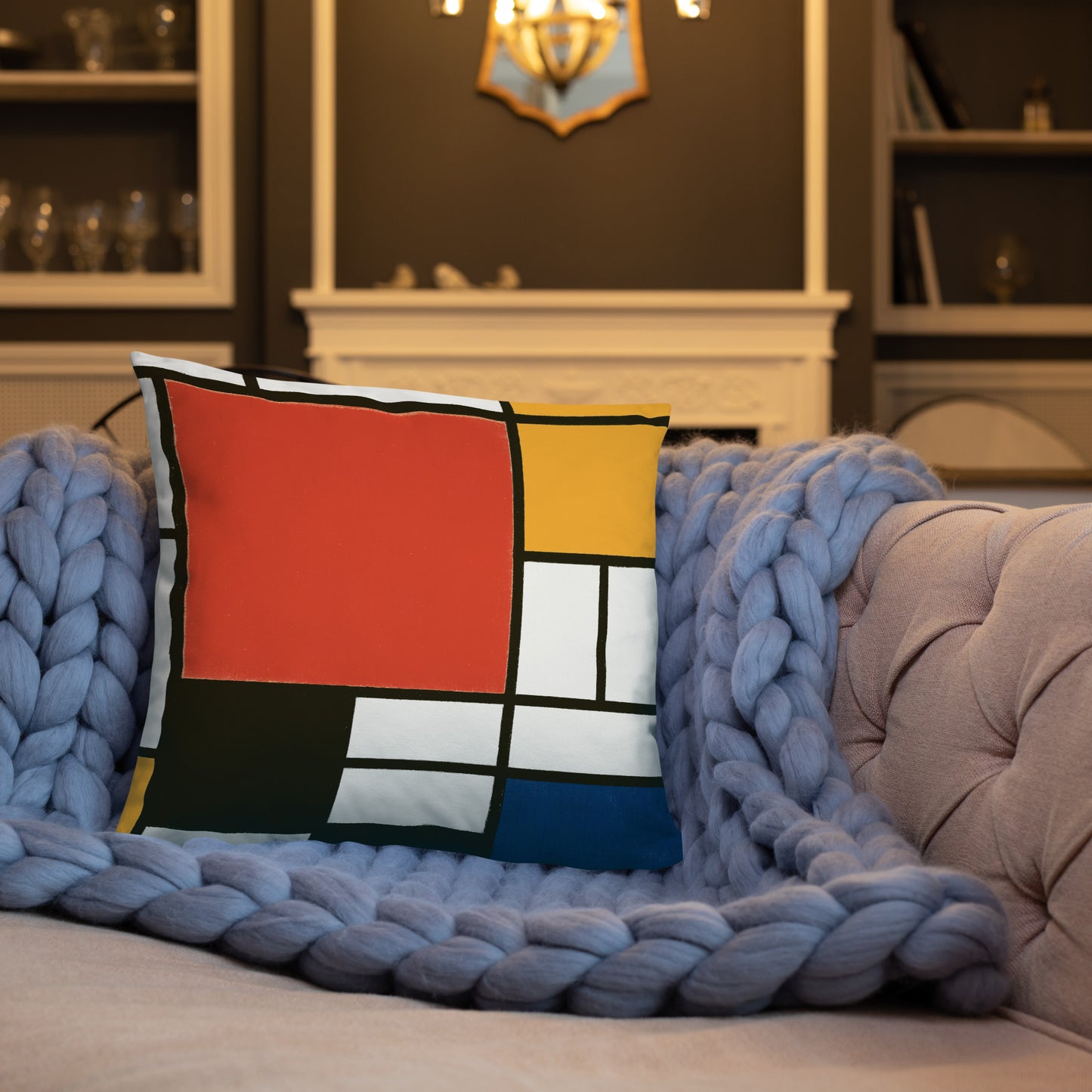 Basic Pillow - Composition with Red, Yellow, Blue, and Black by Piet Mondrian