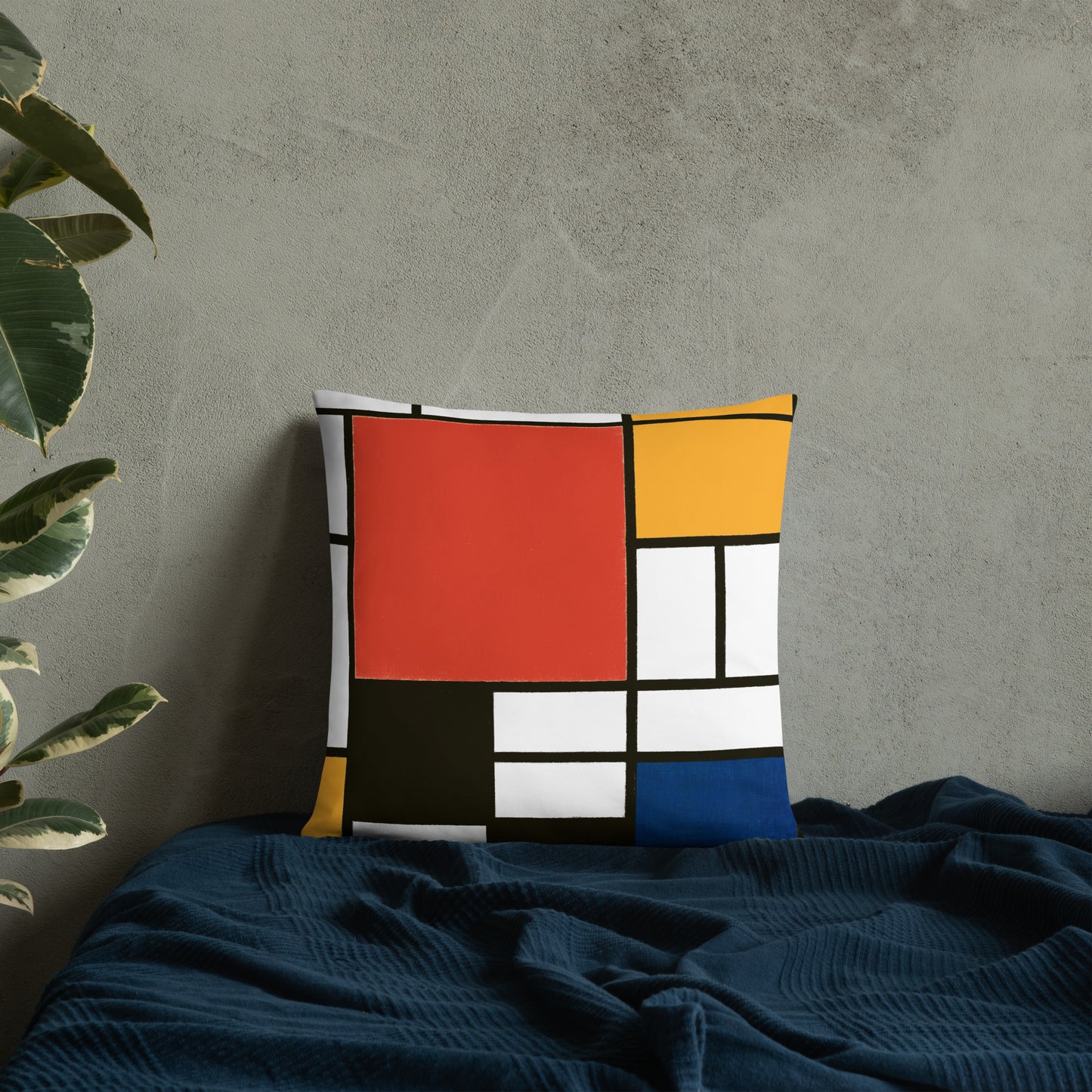 Basic Pillow - Composition with Red, Yellow, Blue, and Black by Piet Mondrian