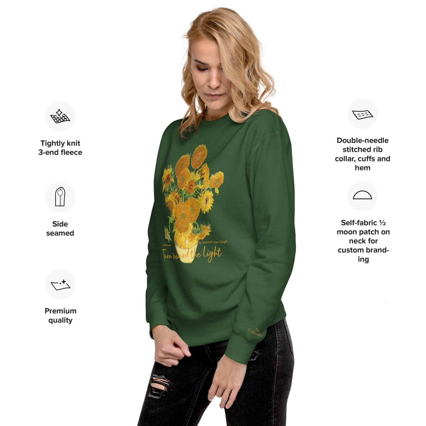 Unisex Premium Sweatshirt - Sunflowers by Vincent van Gogh - The CulturalifeApparel