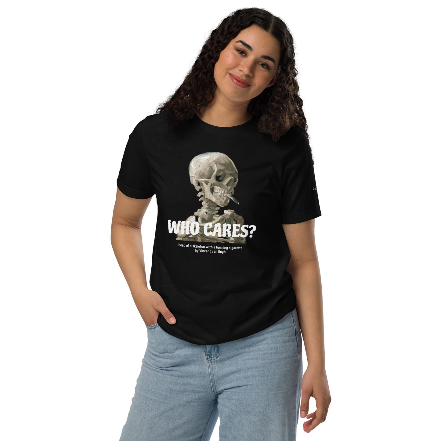 Unisex staple eco t-shirt - Head of a Skeleton with a Burning Cigarette by Vincent van Gogh